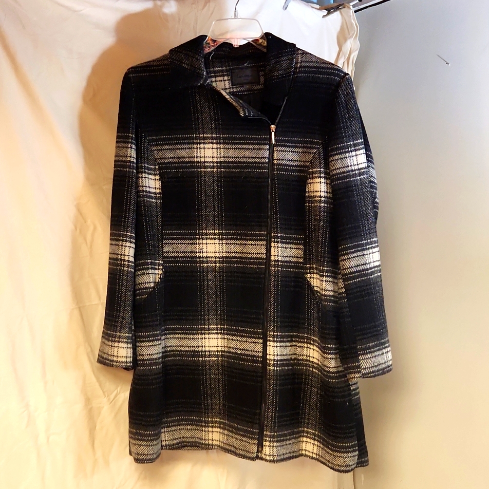 Lee Cooper Asymmetric Zipper Wool Blend Mid Length Coat Sz 16